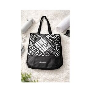 Lululemon Reusable Tote Bag Black White Graphic Large Shopper Gym Grocery Bag